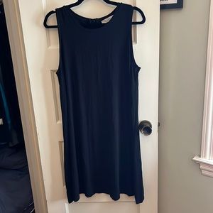 Large black Loft swing dress with button back